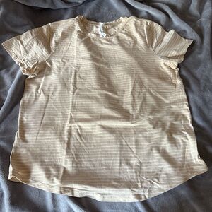 lululemon athletica Yellow/Beige & white Striped Short Sleeve Tee